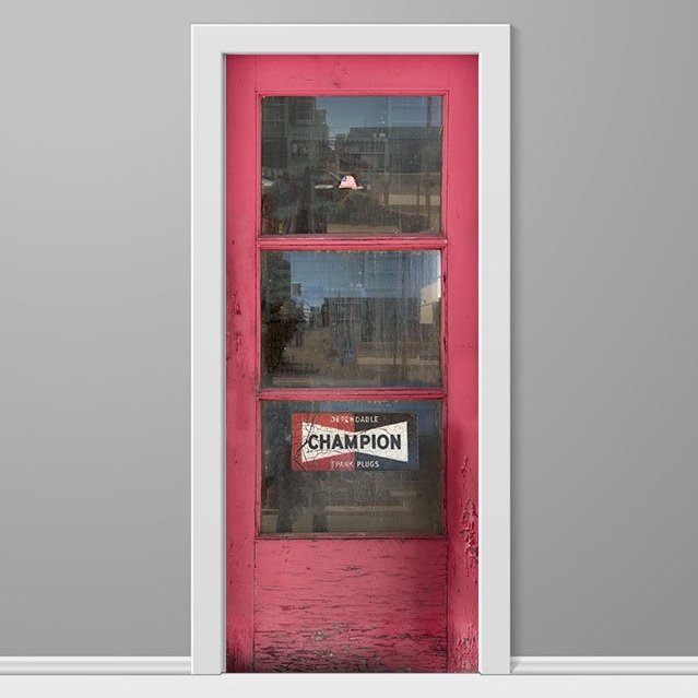Vintage Gas Station Custom Printed Door Wrap Red