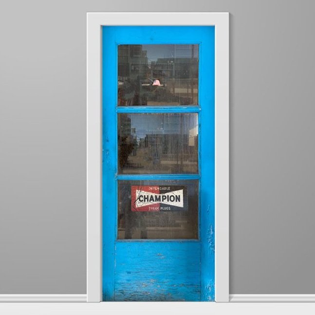 Vintage Gas Station Custom Printed Door Wrap Blue