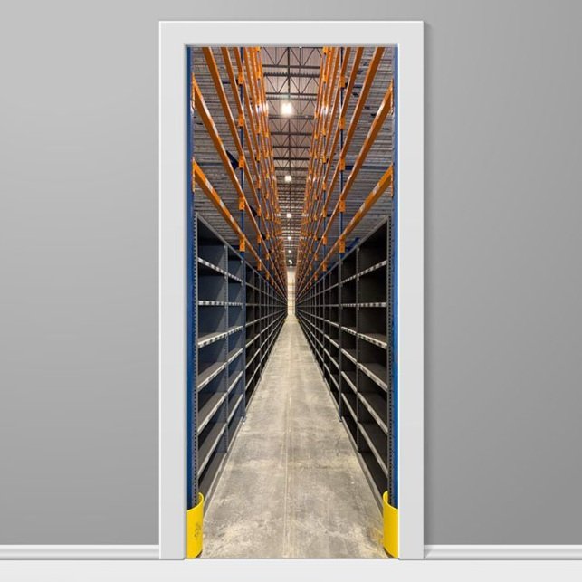 Warehouse Shelves Custom Printed Door Wrap