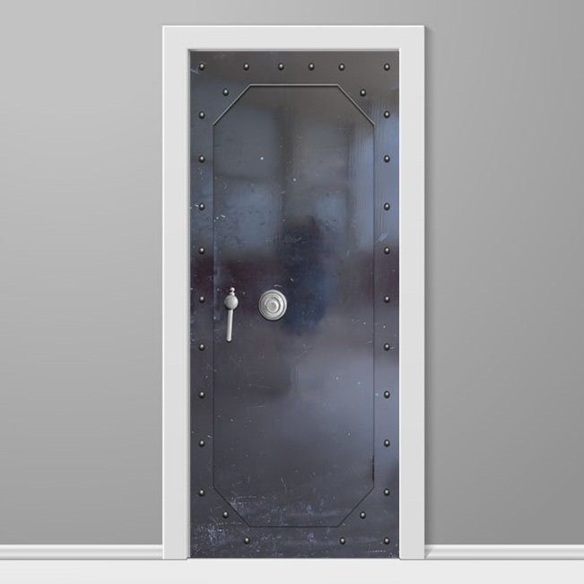 Black Painted Riveted Safe Custom Printed Door Wrap Left
