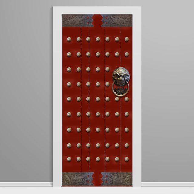 Red Door Chinese Template Custom Printed Door Wrap Right
