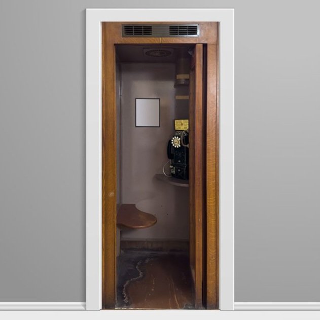 Vintage Phone Booth Custom Printed Door Wrap Open