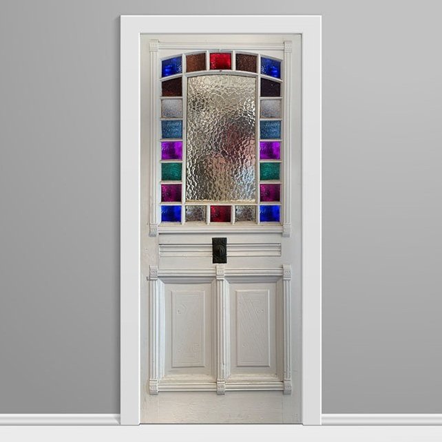 Hyde park Stain Glass window Custom Printed Door Wrap