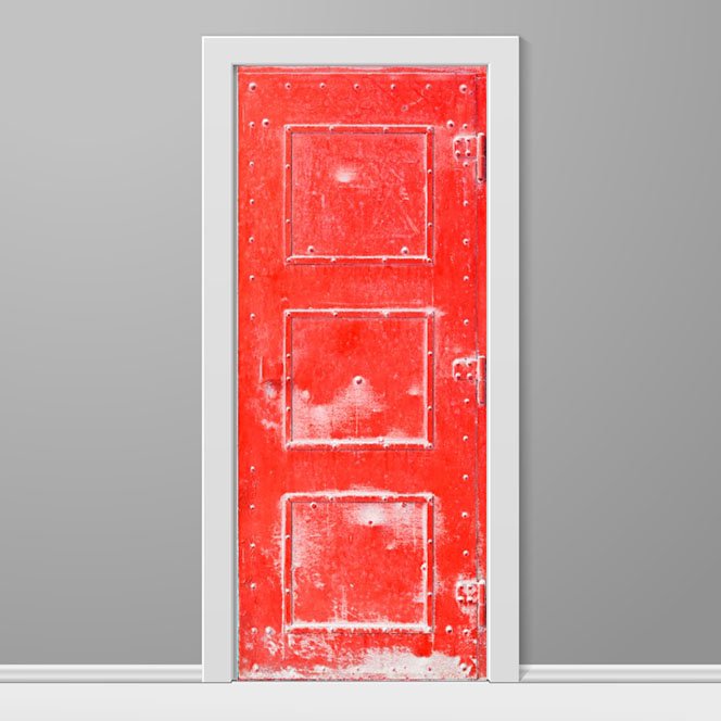 Red Rustic Metal Custom Printed Door Wrap Left