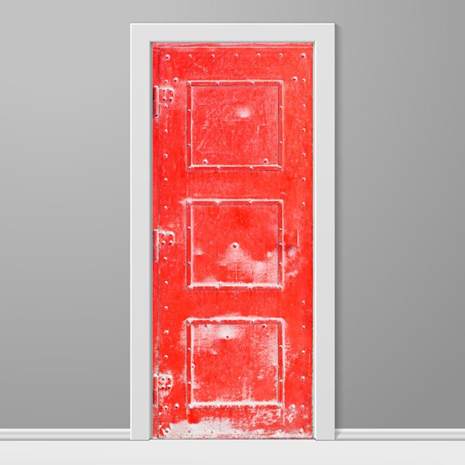 Red Rustic Metal Custom Printed Door Wrap Right