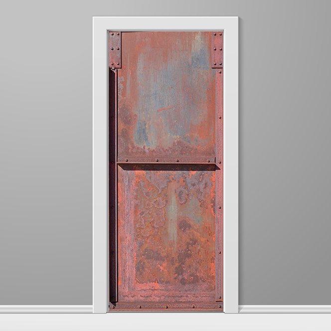 Red Rust Metal Custom Printed Door Wrap