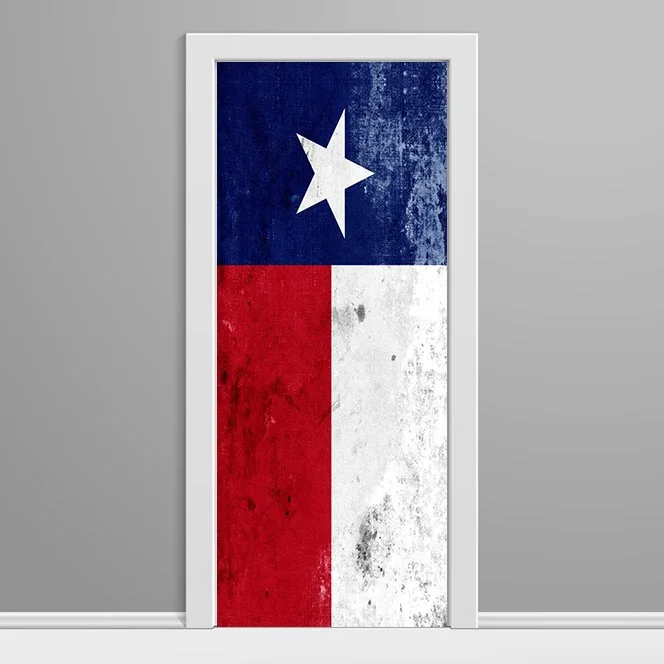 Grunge Texas State Flag Custom Printed Door Wrap