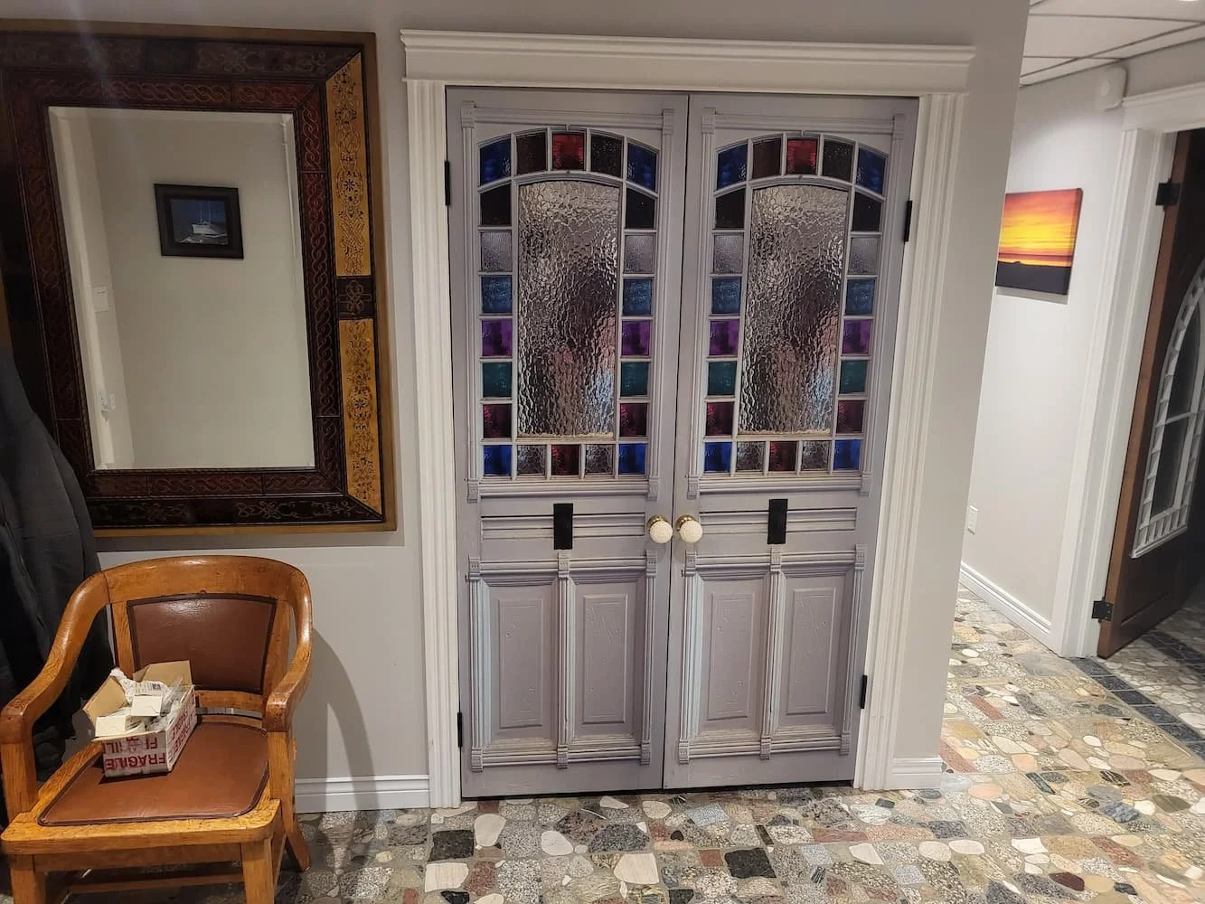 Hyde Park Stain Glass window Custom Printed Door Wrap
