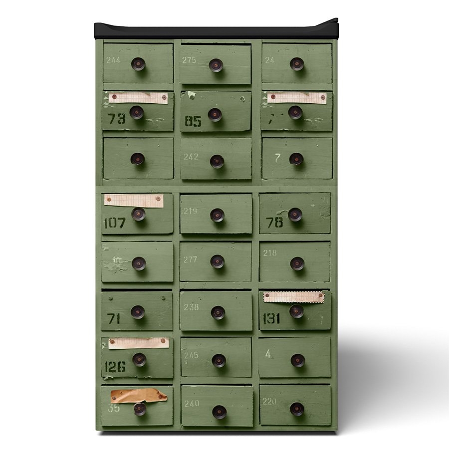 Green Labels Drawers Mini Fridge Wrap Front