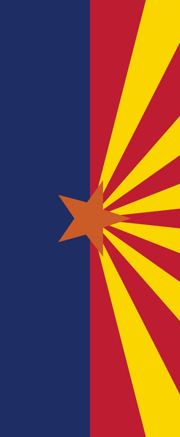 Arizona state flag, copper star and sun rays, custom-printed vinyl door wrap