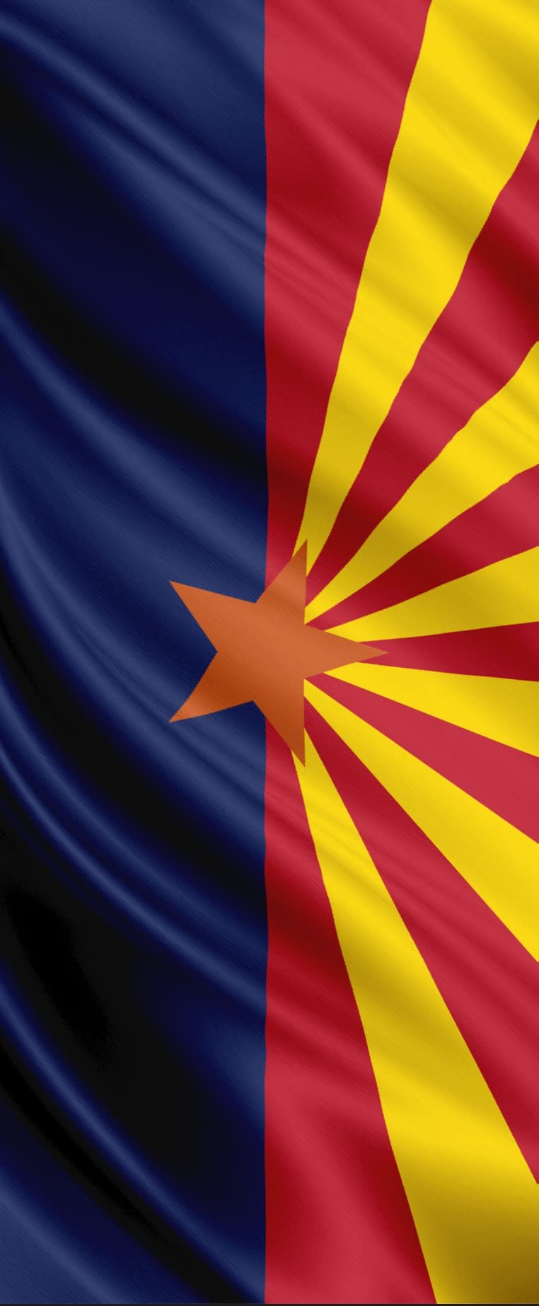wavy Arizona state flag on a custom-printed vinyl door wrap