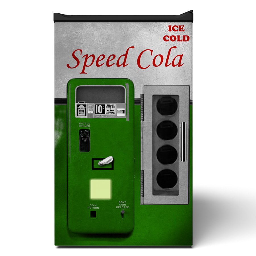 Speed Cola Vending Machine Mini Fridge Wrap Front