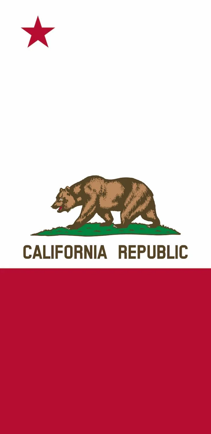 california state flag, red and white with bear and star, custom-printed vinyl door wrap