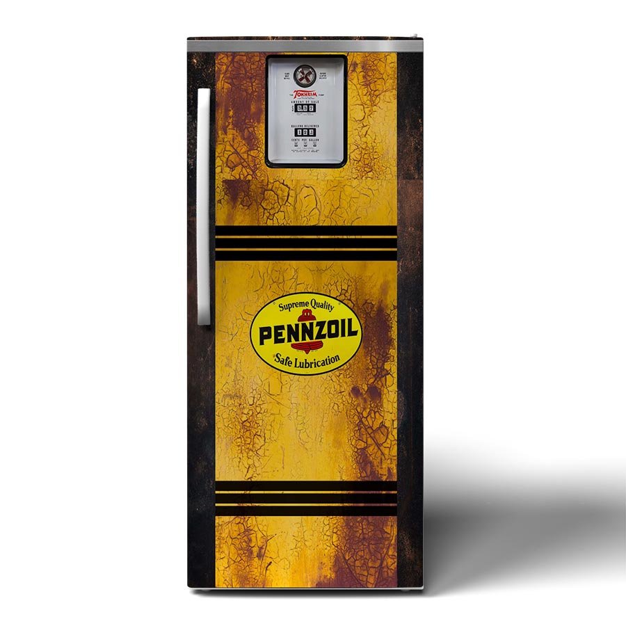 Rusty Pennzoil Pump Refrigerator Wrap