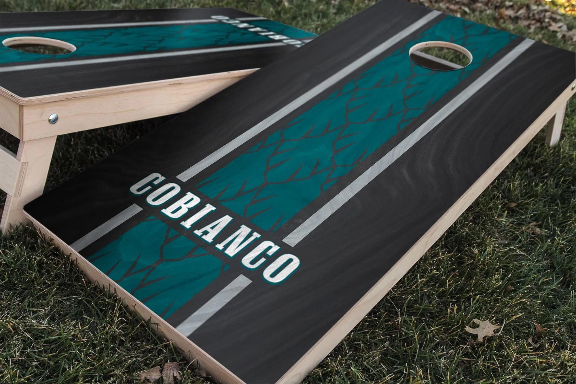 Personalized Philadelphia Eagles Colors (Alternate) custom wood texture Cornhole board wrap sticker decal set