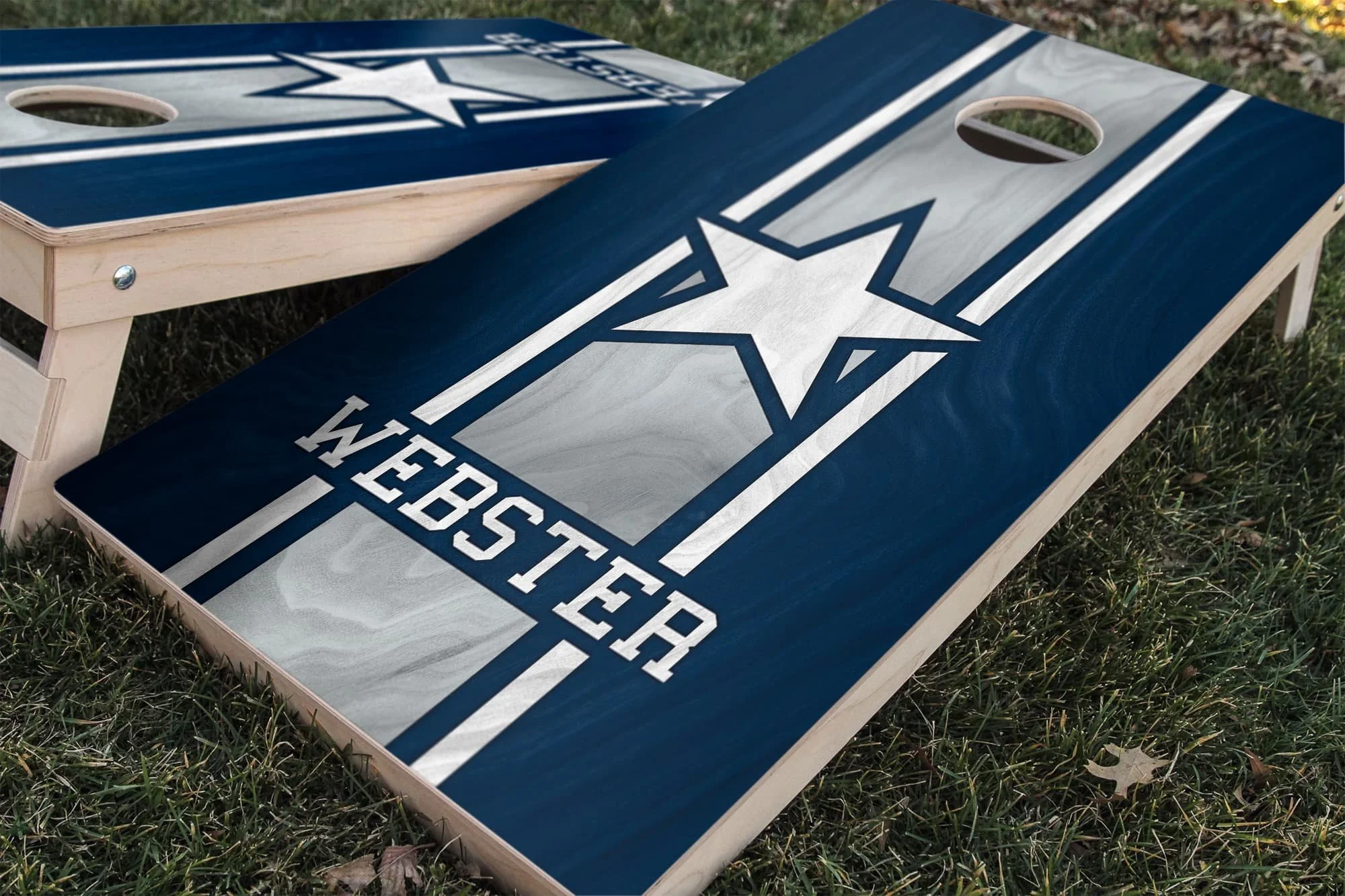 Personalized Dallas Cowboys Colors (Away) custom Cornhole board wrap sticker decal set