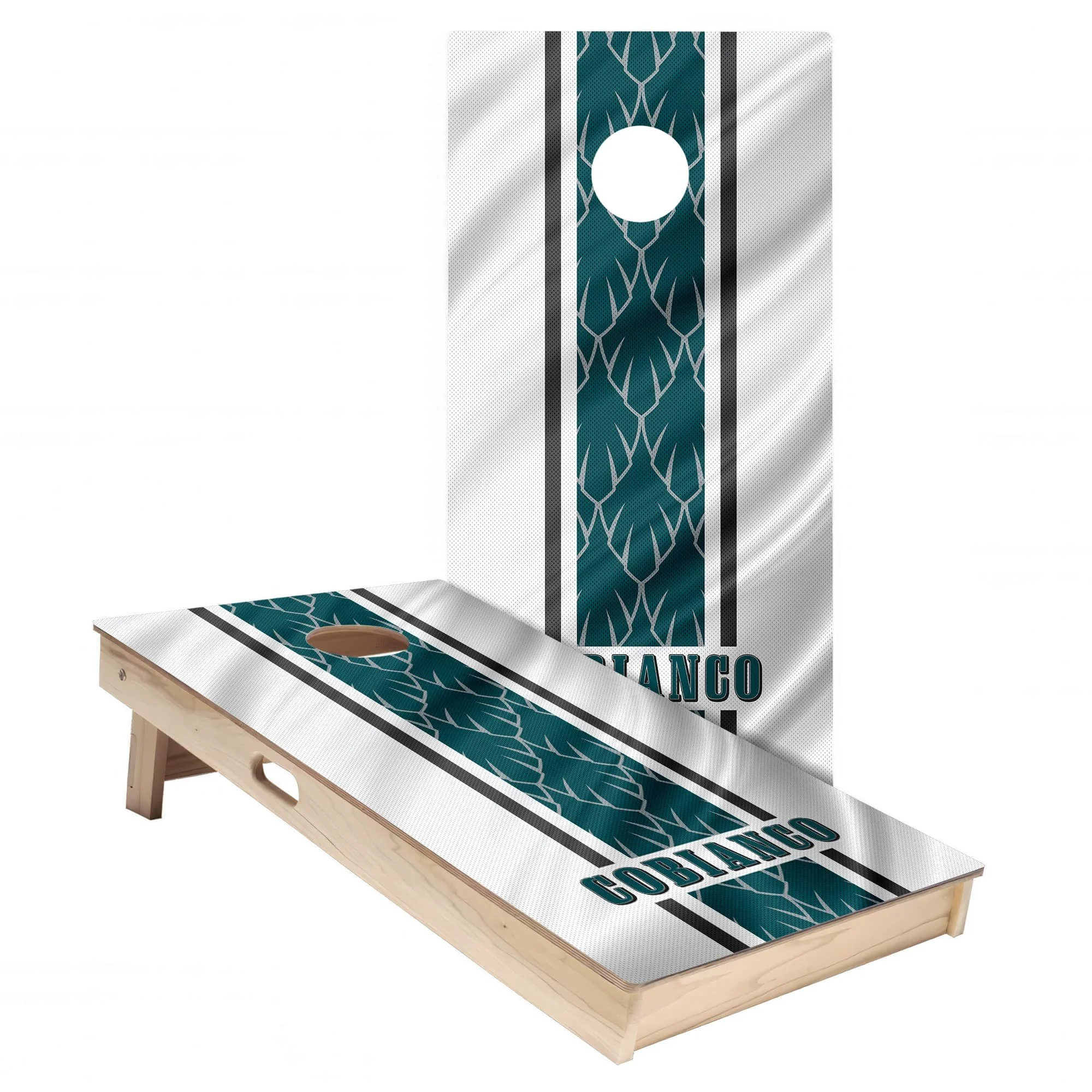 Personalized Philadelphia Eagles Colors (Away) custom jersey texture Cornhole board wrap sticker decal set