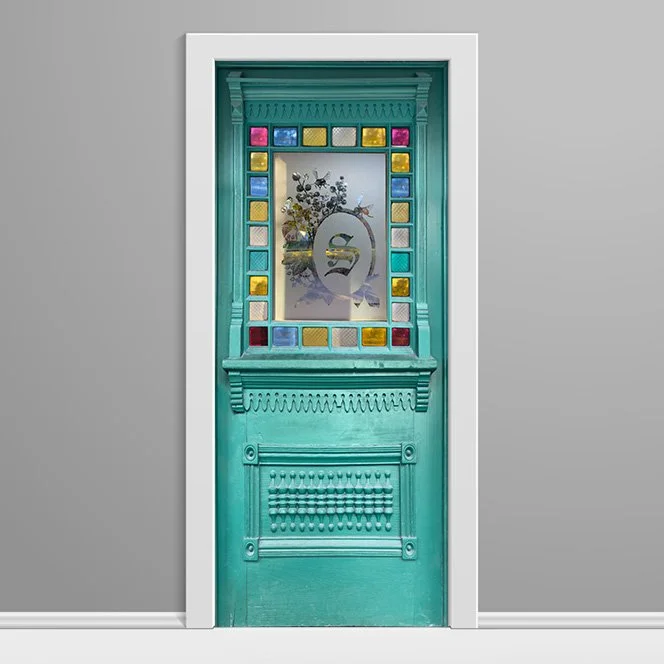 26 Stain Glass Fountain Blue Door Wrap frosted Window