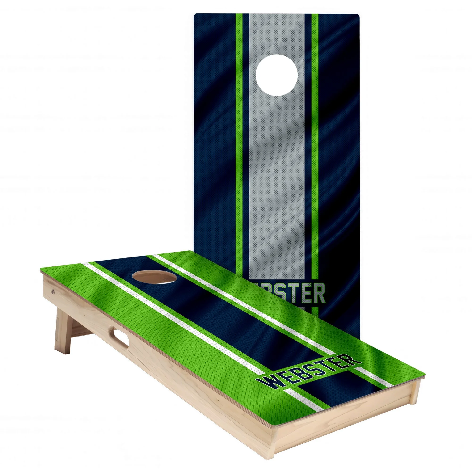 Personalized Seattle Seahawks Colors (Home & Alternate) custom jersey texture Cornhole board wrap sticker decal set