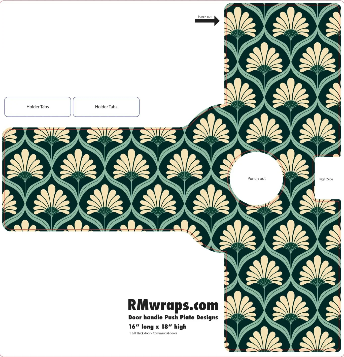Green Retro Flower Patterns - Decorative Push Plate Wraps