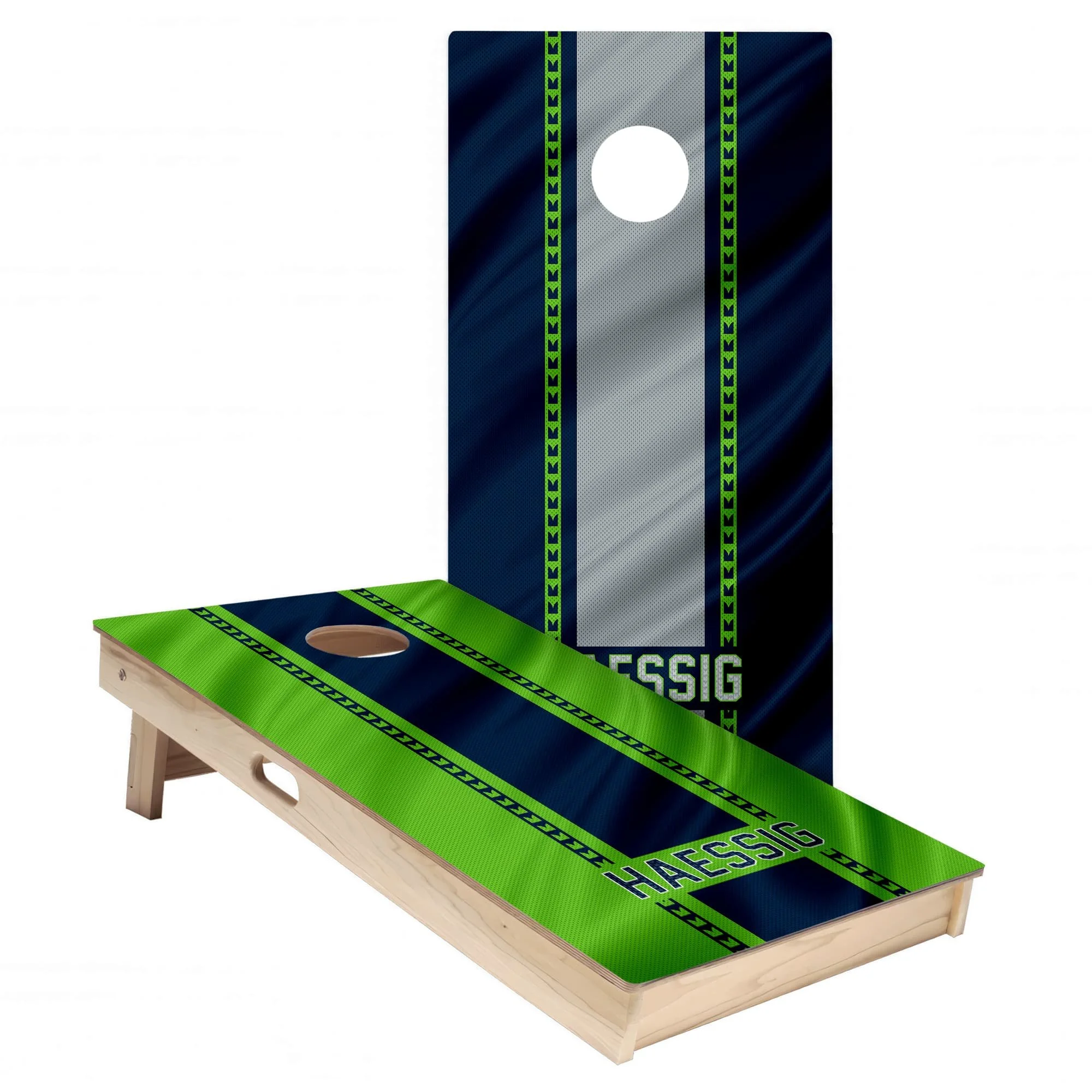 Personalized Seattle Seahawks Colors (Alternate & Home) custom jersey texture Cornhole board wrap sticker decal set