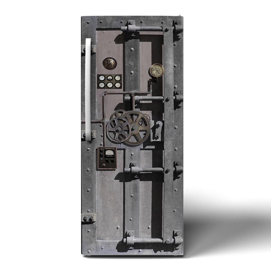 Steampunk Custom Printed Vinyl Soild Refrigerator Wrap Front.jpg