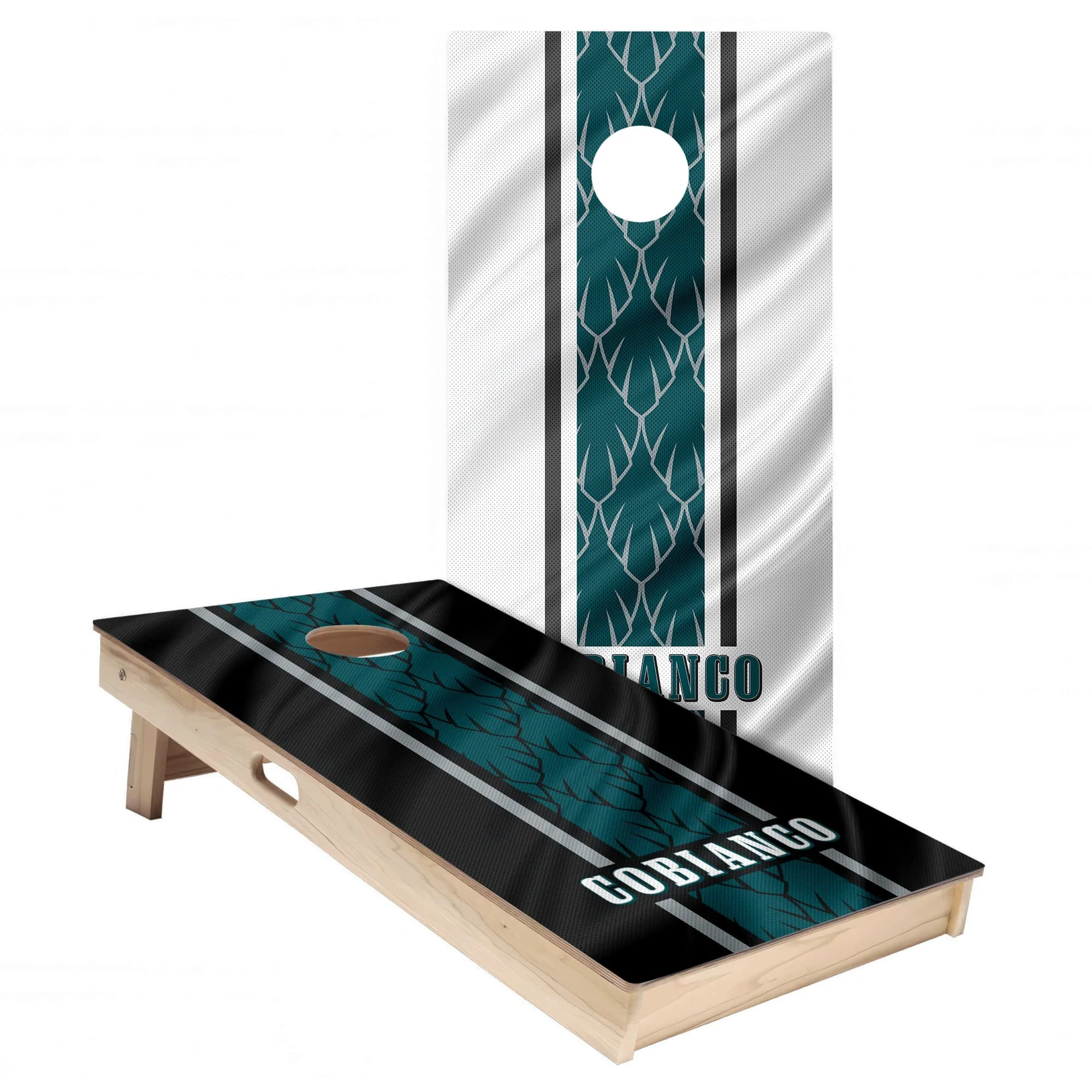 Personalized Philadelphia Eagles Colors (Alternate + Away) custom jersey texture Cornhole board wrap sticker decal set