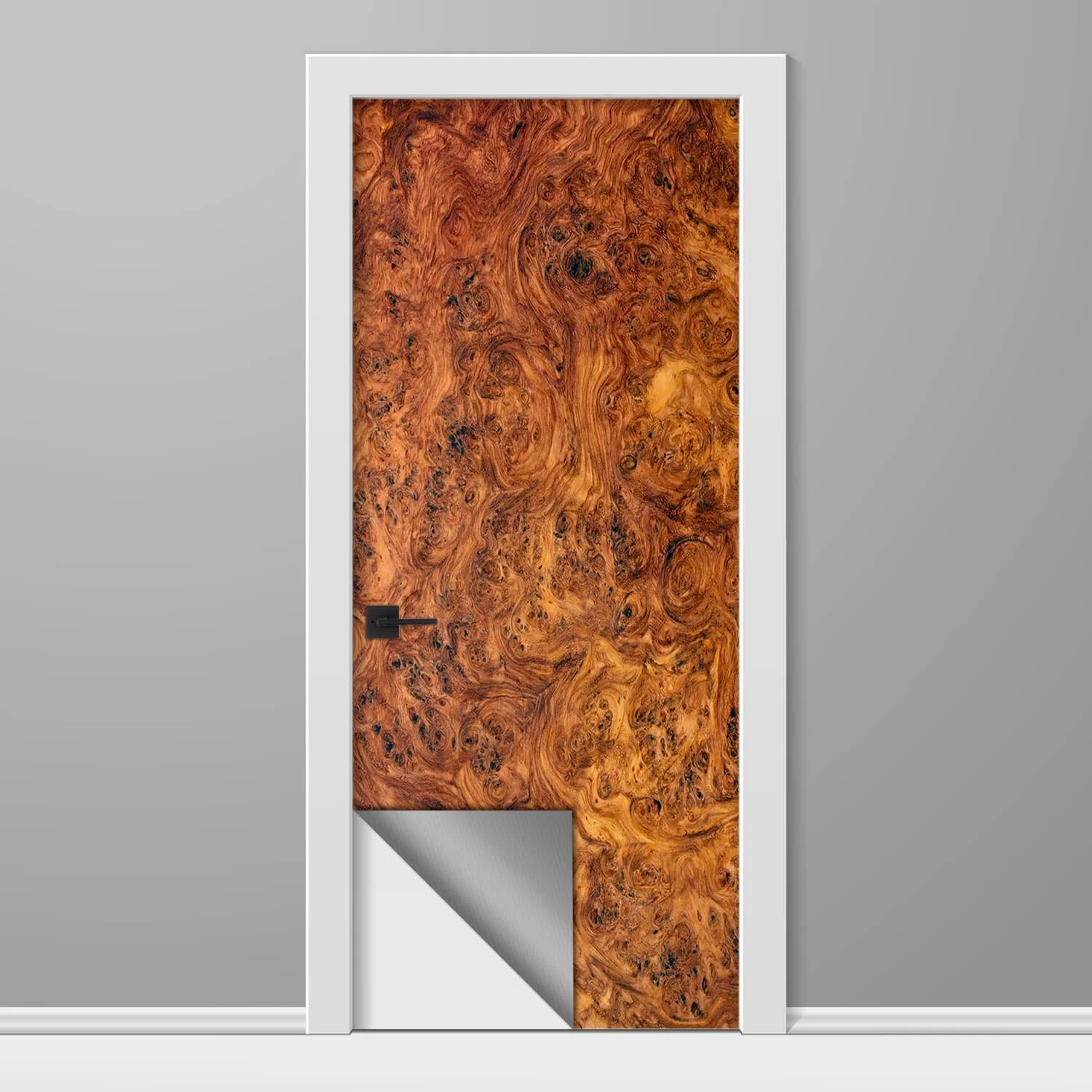 Brown Amboyna Burl Wood Slab Vinyl Door Wrap