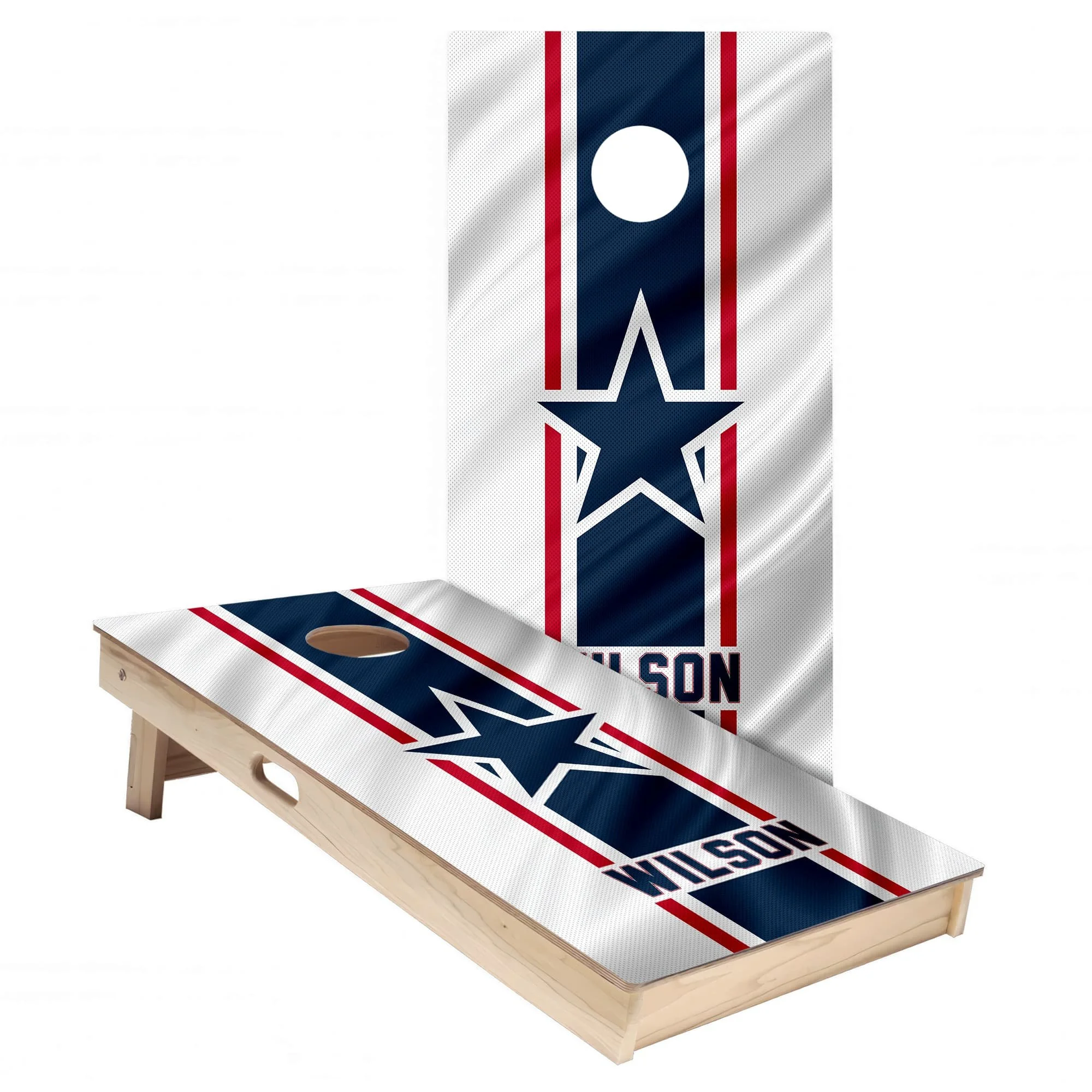 Personalized New England Patriots Colors (Away) custom jersey Cornhole board wrap sticker decal set