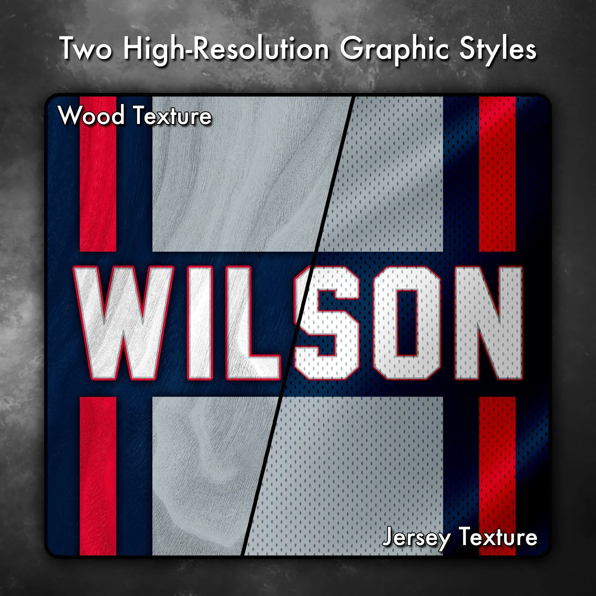 Close up image showing the wood grain and jersey texture options of this cornhole board vinyl wrap decal set (Copy) (Copy)