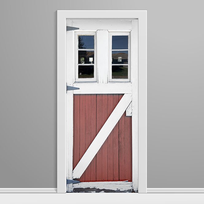 Dairy Farm Door 2 windows Custom Printed Vinyl Wrap red right