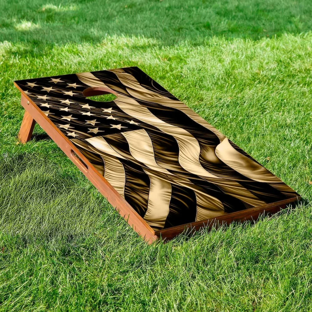 Rustic USA flag cornhole board