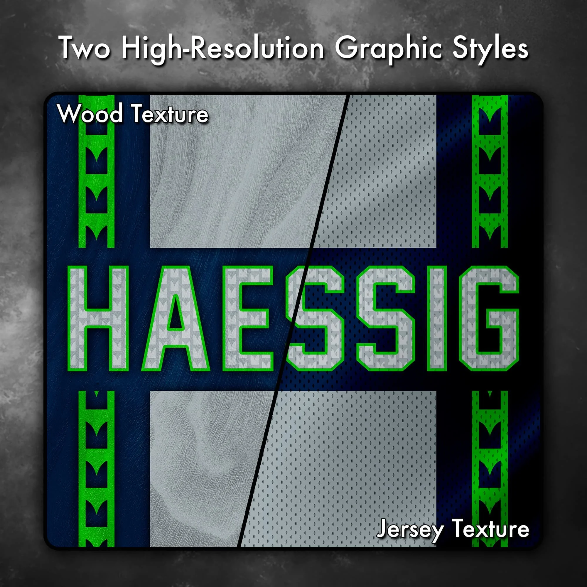 Close up image showing the wood grain and jersey texture options of this cornhole board vinyl wrap decal set (Copy)