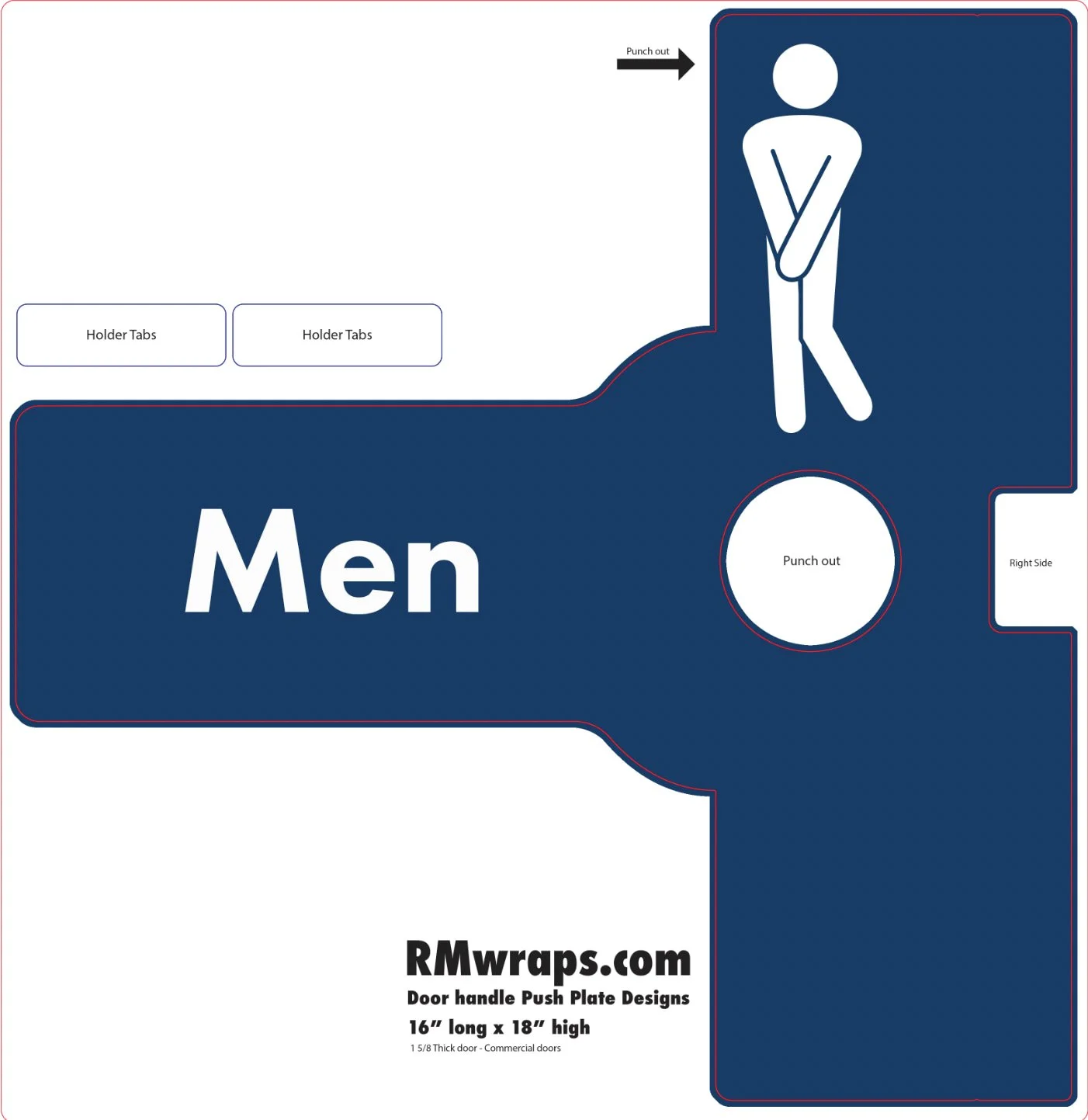 Bathroom Blue - Decorative Push Plate Wraps - Men
