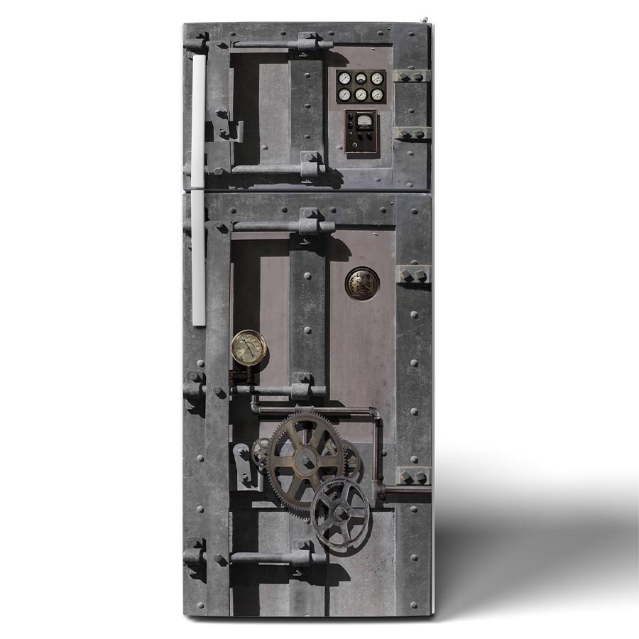 Steampunk Custom Printed Vinyl Refrigerator Wrap Front.jpg