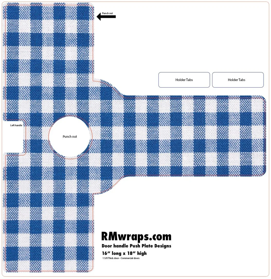Blue and white checkered tablecloth - Decorative Push Plate Wraps