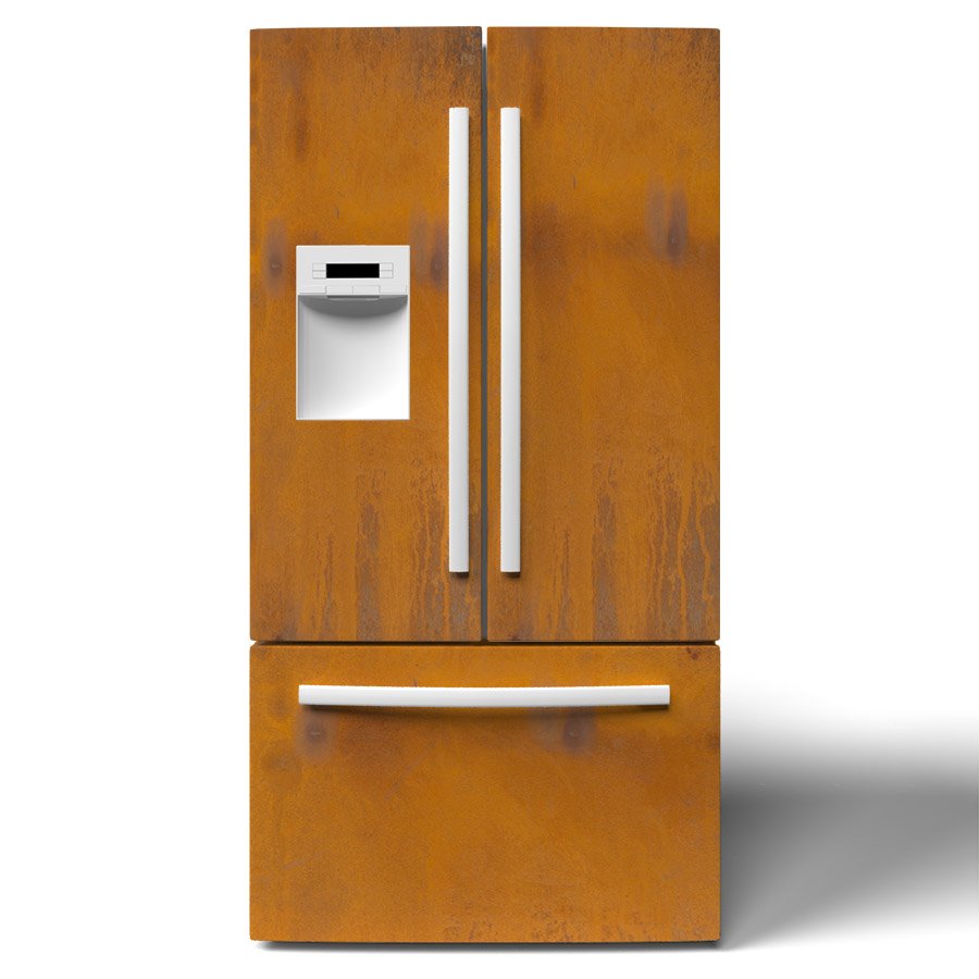 Rust Custom Printed Vinyl French Refrigerator Wrap Front