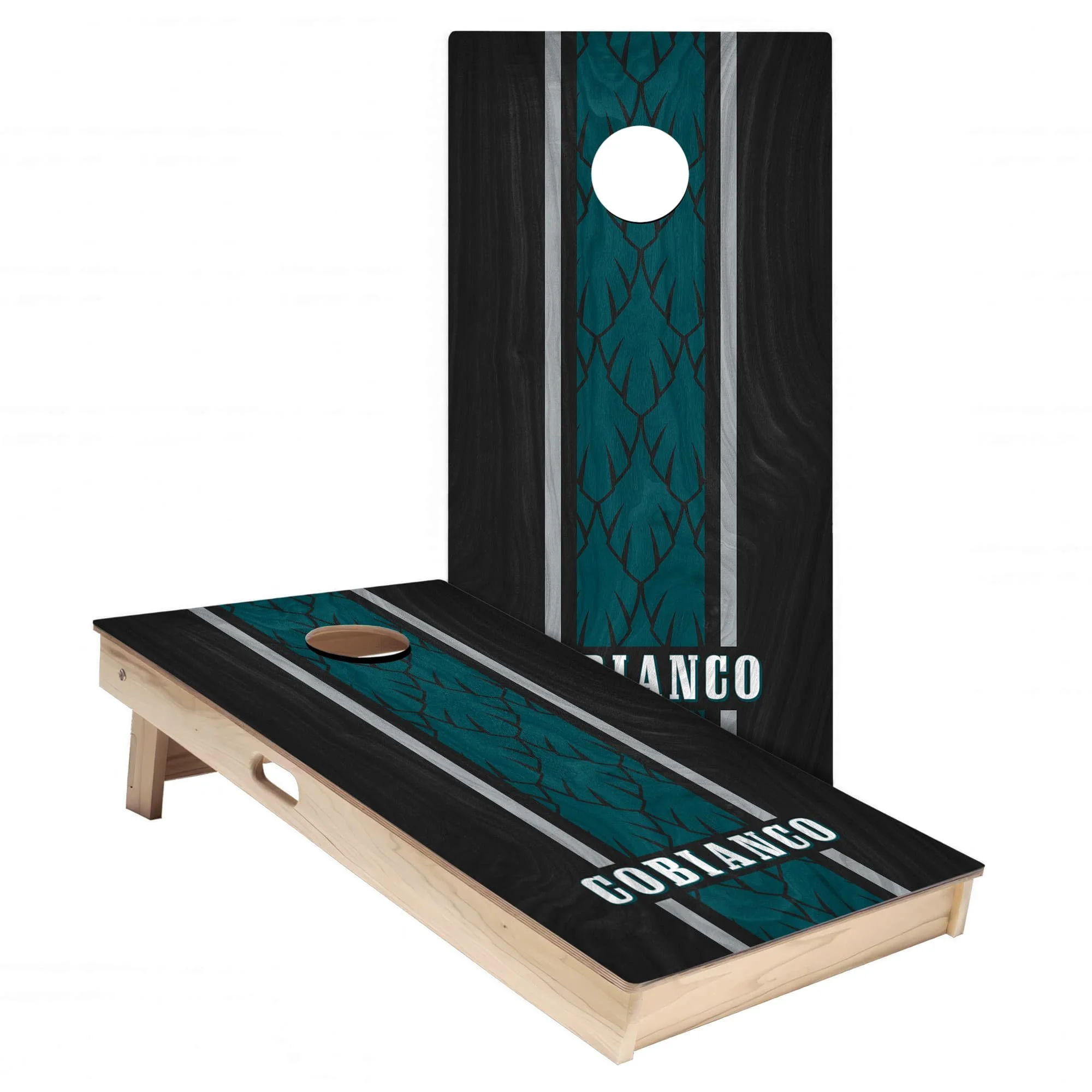 Eagles Colors (Alternate) Personalized Cornhole Board Wrap Set