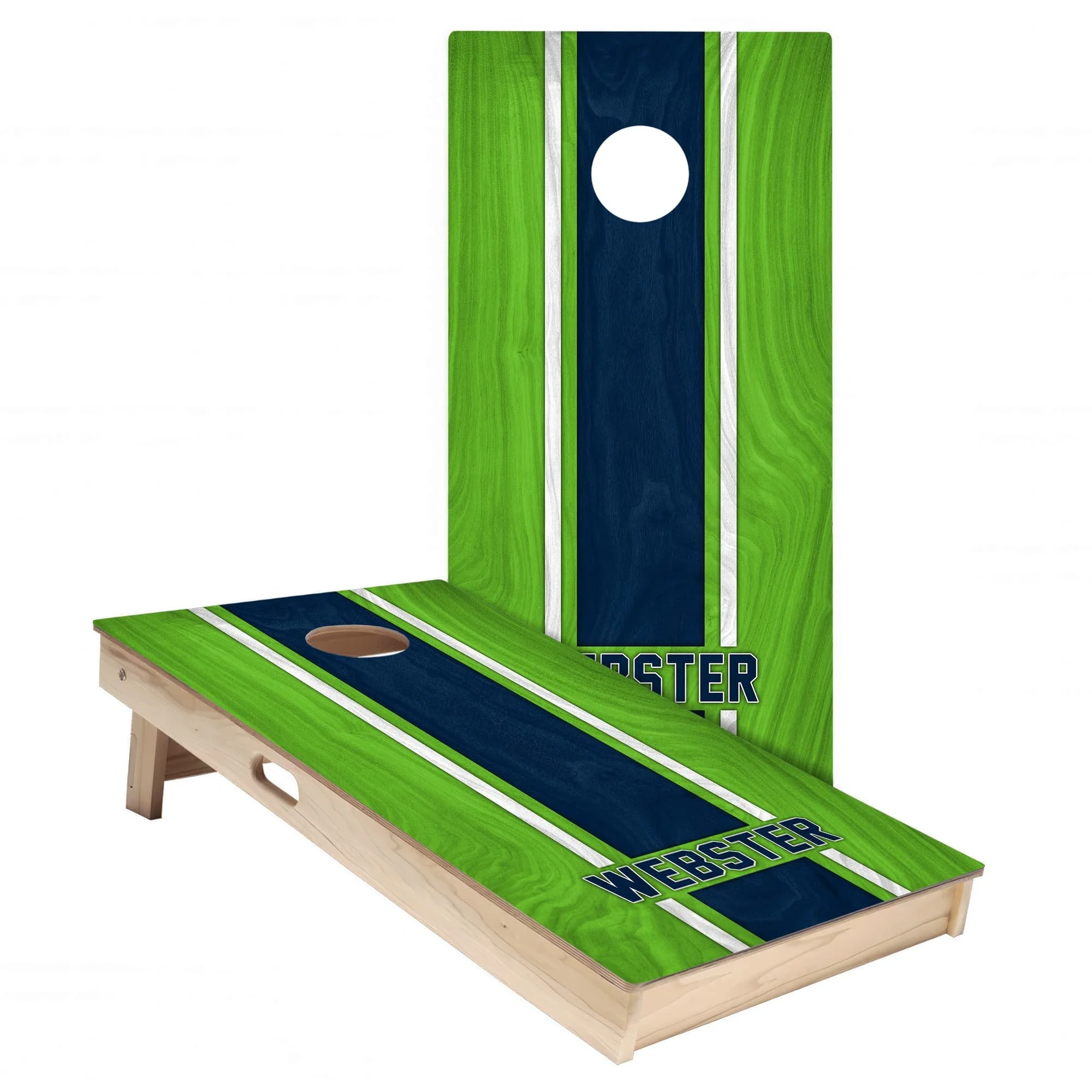 Seattle Colors (Alternate) Personalized Cornhole Board Wrap Set
