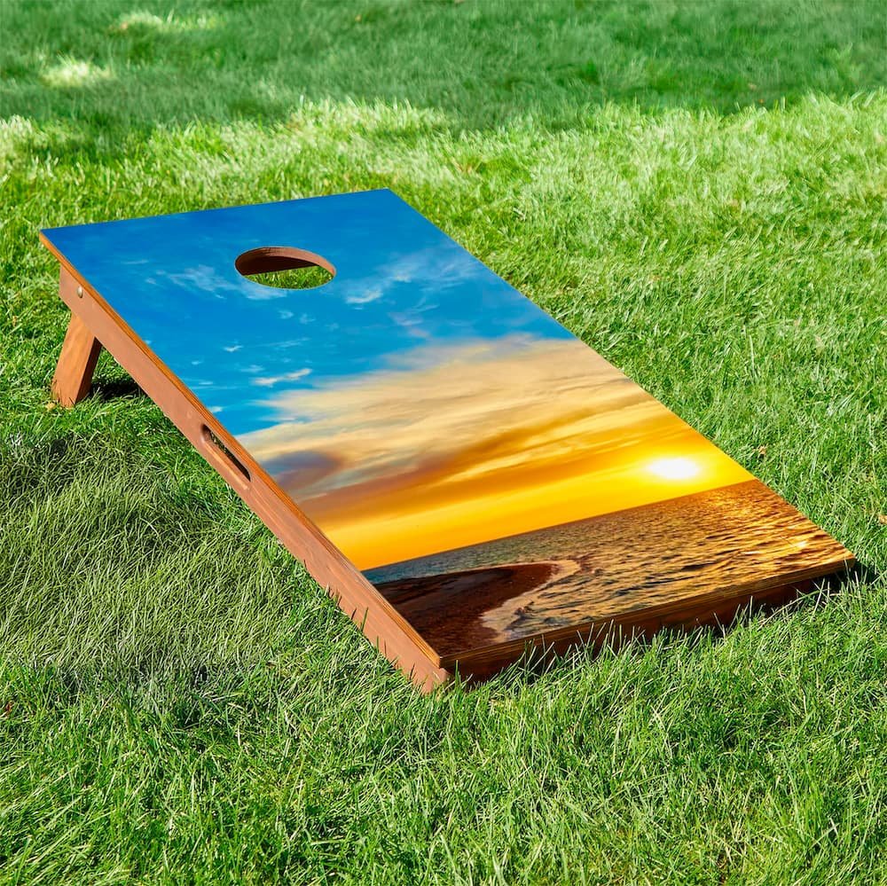 Ocean sunrise #1 cornhole board