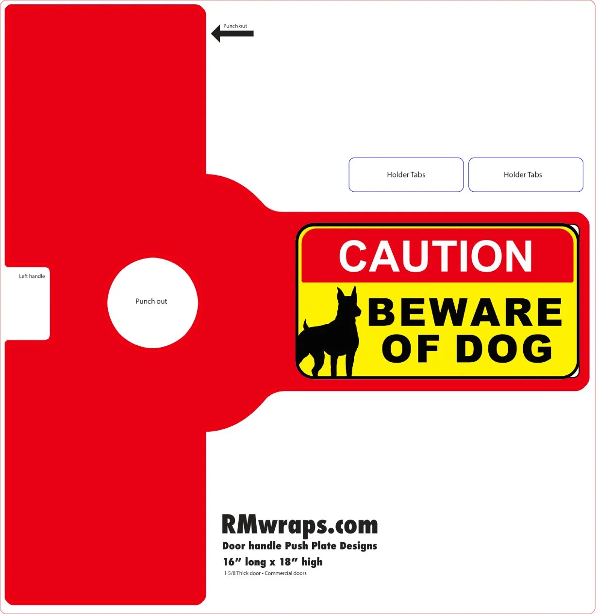 Beware of Dog - Decorative Push Plate Wraps