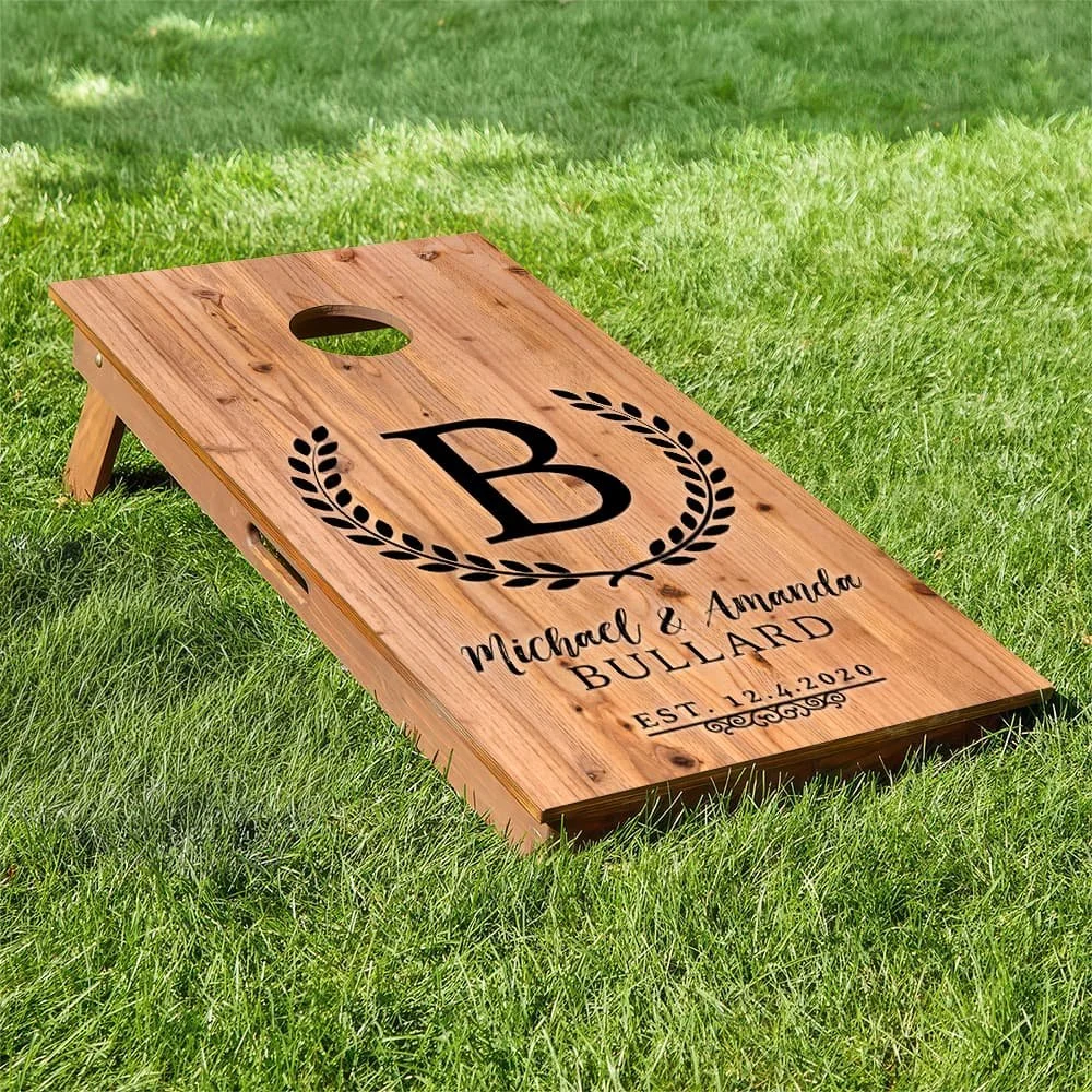 Pine Wood Wedding Anniversary personalized custom Cornhole board