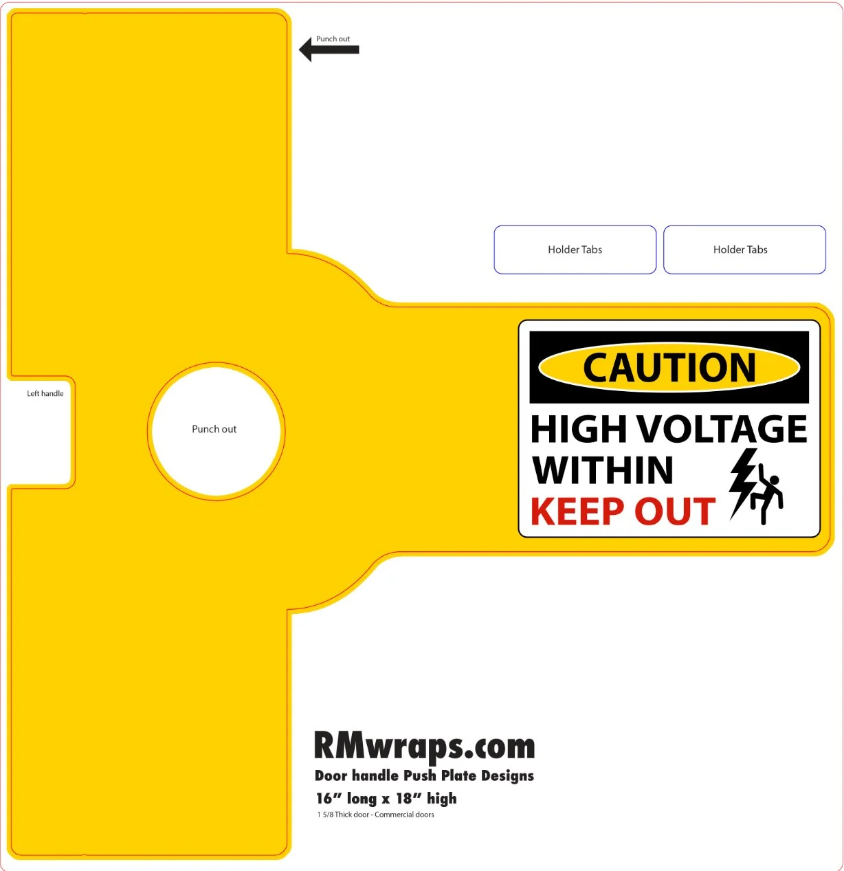 High Voltage - Caution - Decorative Push Plate Wraps
