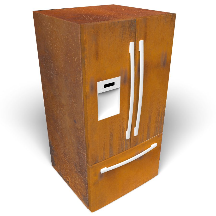 Rust Custom Printed Vinyl French Refrigerator Wrap
