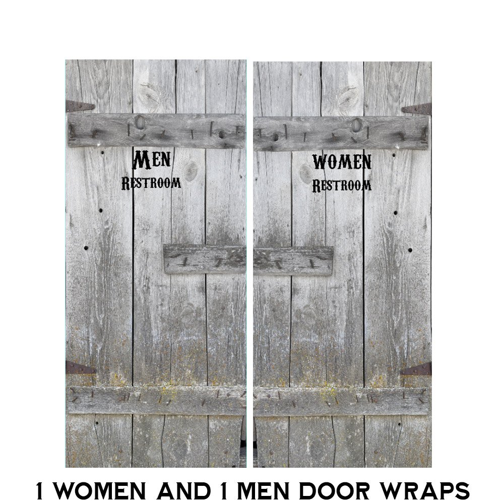 1 Men and 1 Women Restroom Door wraps - Old Wooden western door