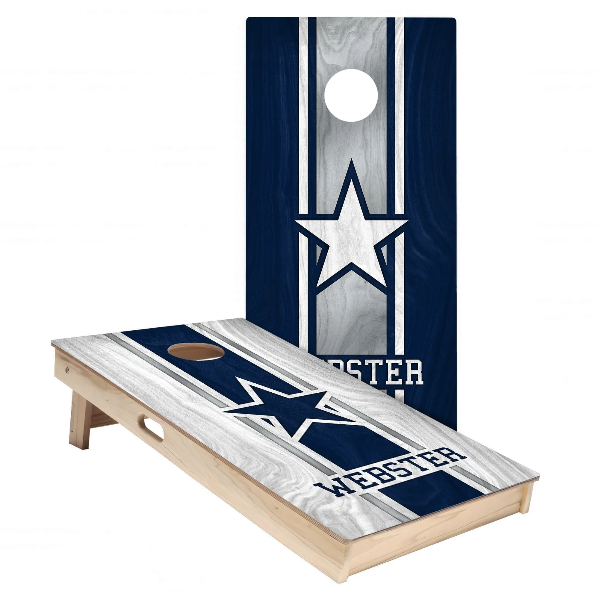 Personalized Dallas Cowboys Colors (Away + Alternate) custom Cornhole board wrap sticker decal set