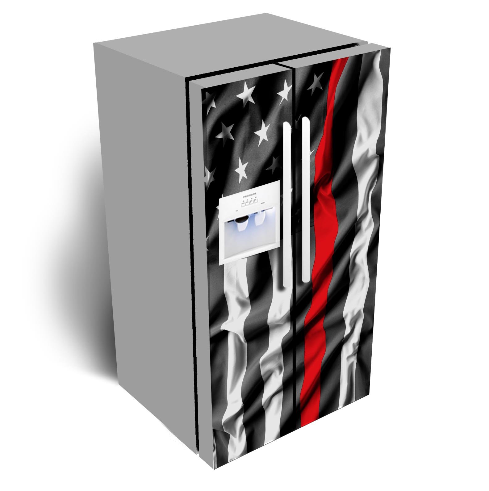 Thin Red Line US Flag Refrigerator Wrap