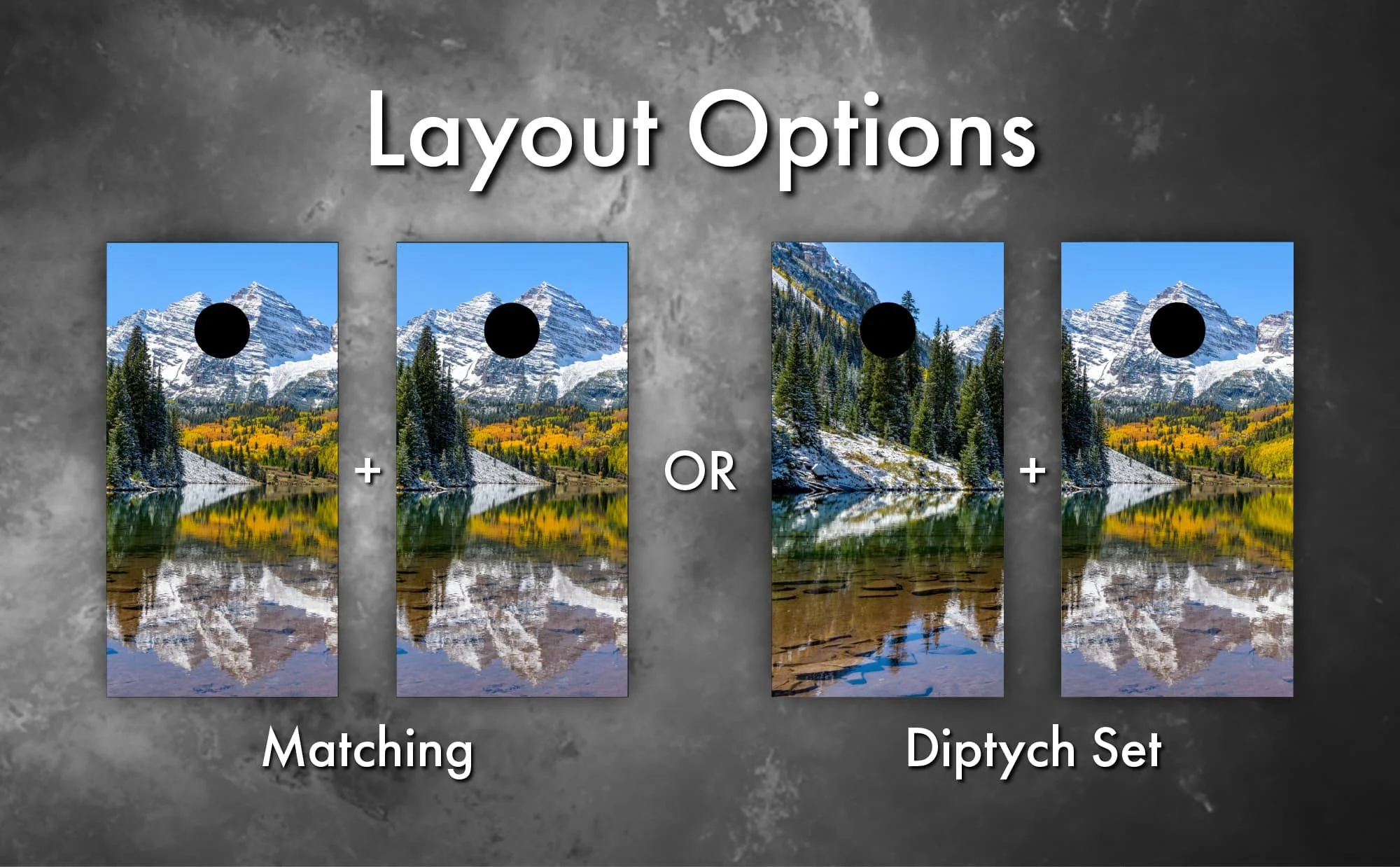 Maroon Lake Aspen Colorado rustic cornhole board wrap sticker decal set options