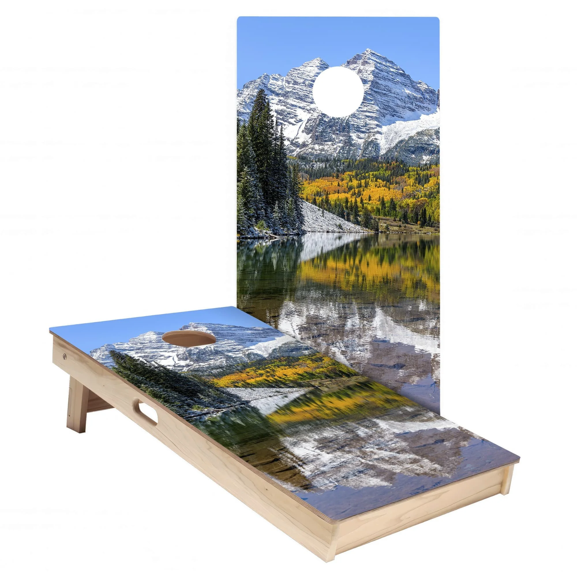 Maroon Lake Aspen CO Cornhole Board Wrap Set