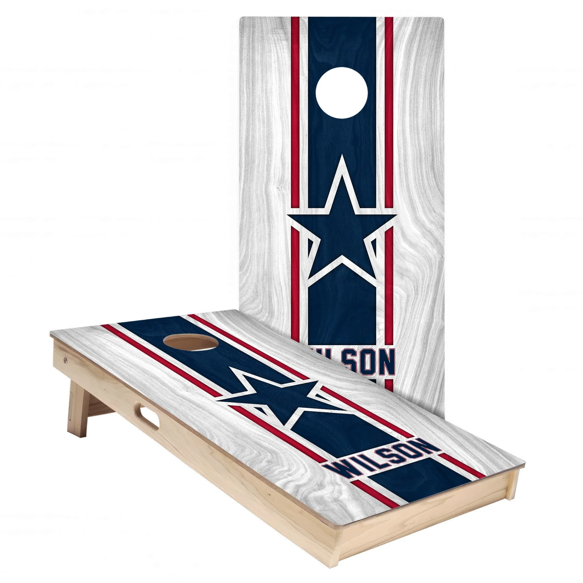 New England Colors (Away) Personalized Cornhole Board Wrap Set
